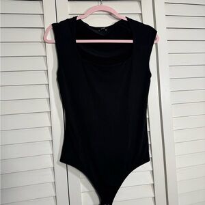 Express Womens Body Contour Black  Sleeveless/Tank Drape Neck Bodysuit Size M